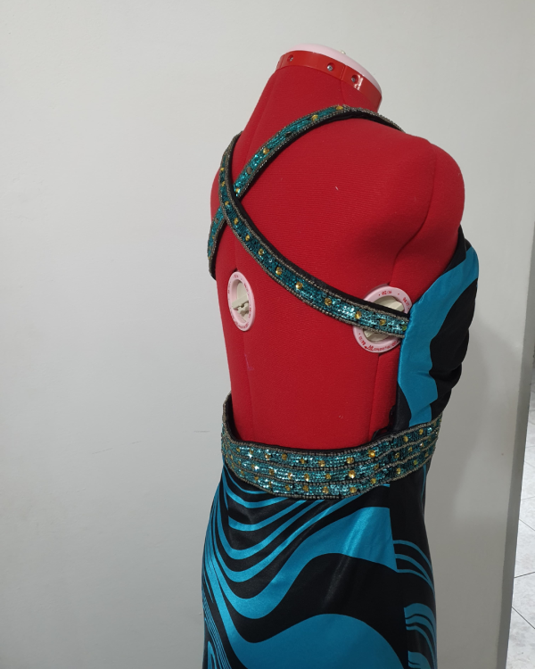 Vestido formal azul y negro - Imagen 4