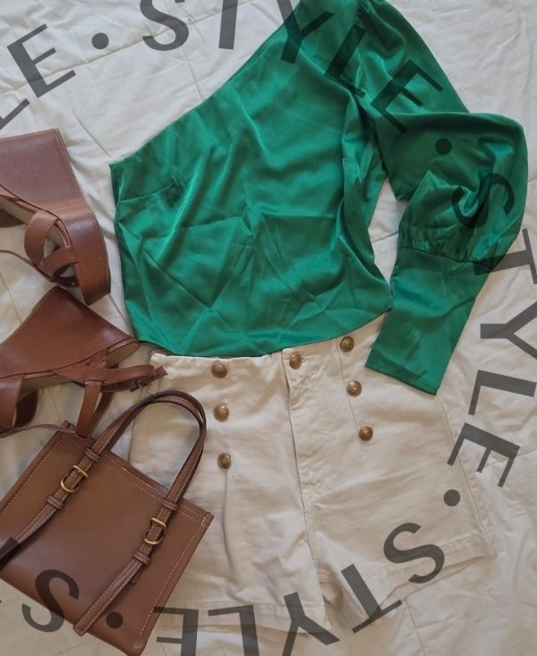 Top verde satinado