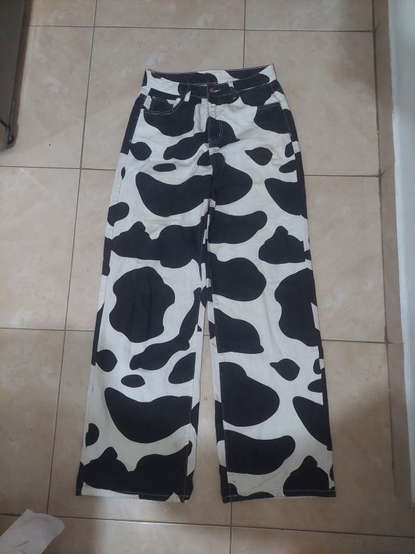 Pantalones anchos con estampado de vaca