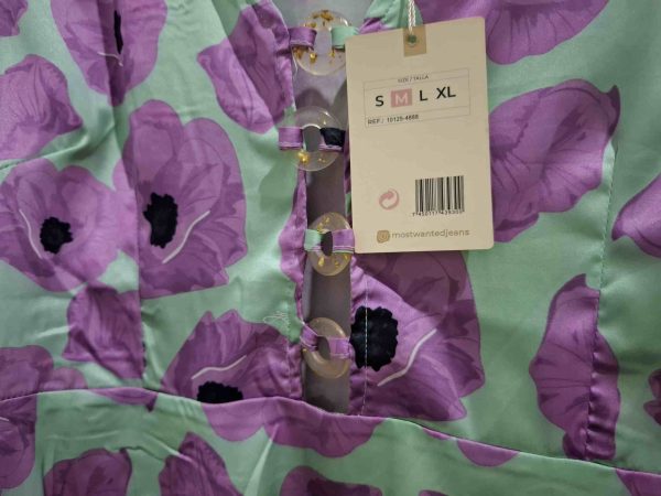 Blusa floral lila con turquesa - Imagen 3