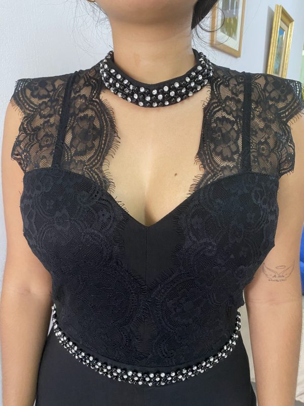Jumpsuit negro con encaje - Imagen 3