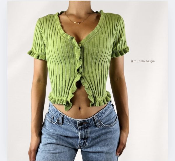 Top color verde, talla S