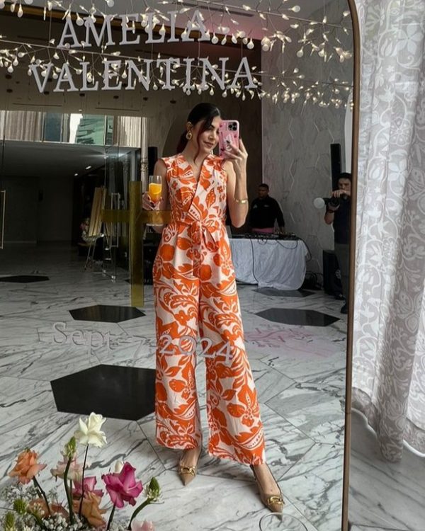 Jumpsuit naranja estampado