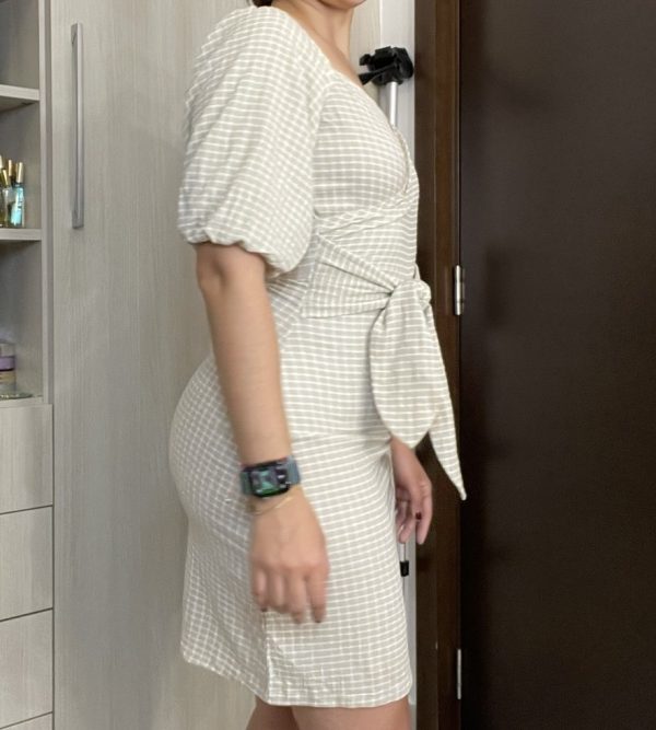 Vestido con estampado gingham talla XS le queda hasta a médium Precio $10.00 - Imagen 4