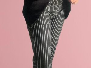 Pantalón stretch negro de rayas high waist