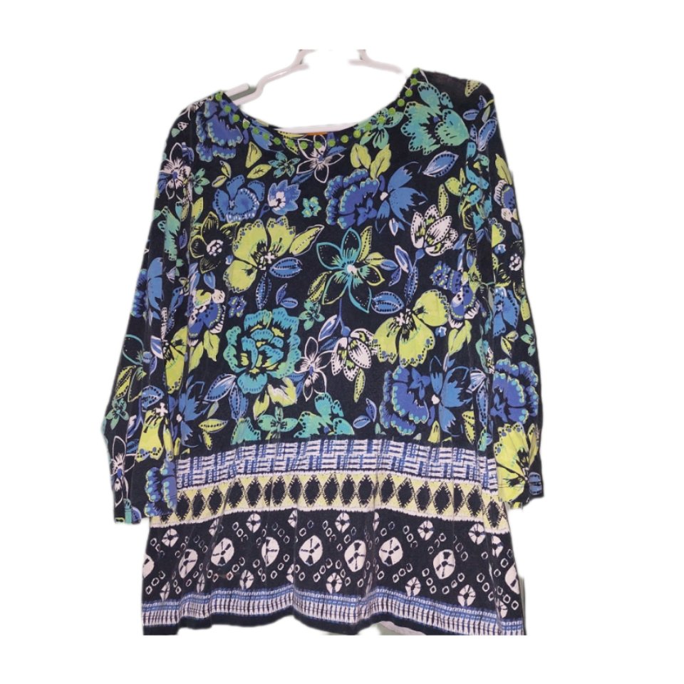 Blusa estampado floral manga 3/4 talla XL