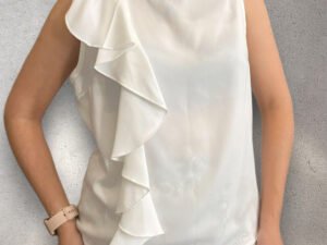 Blusa sin mangas con detalle en el frente blanca Talla M