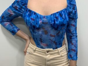 Body de flores azules