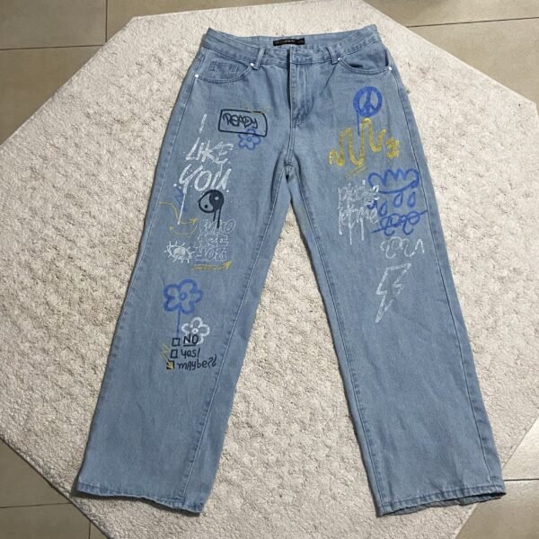 Jean Wide Leg con Gráficos