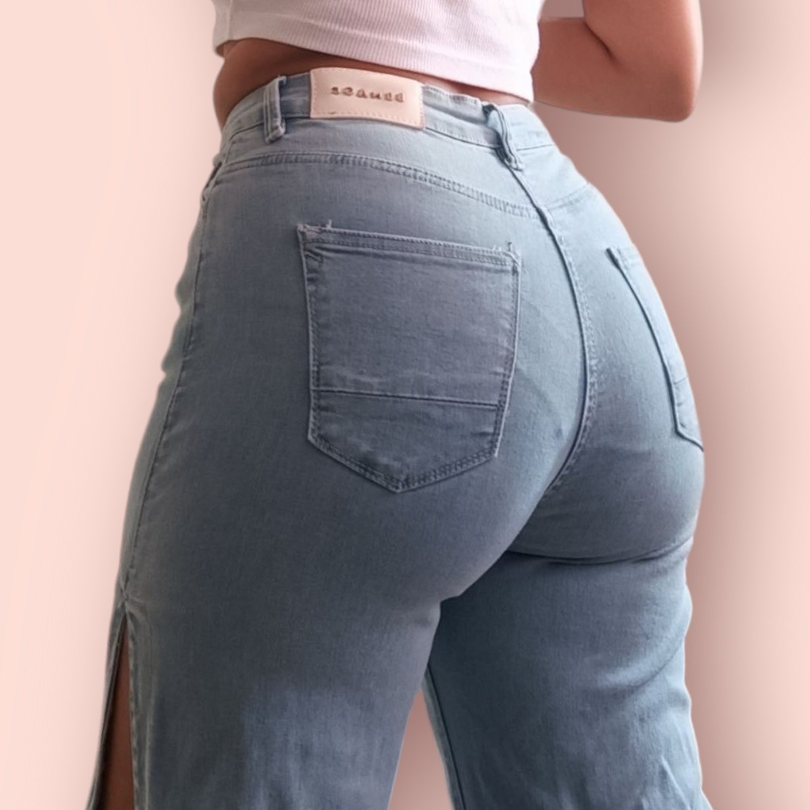 Flare jeans con abertura lateral - Imagen 7