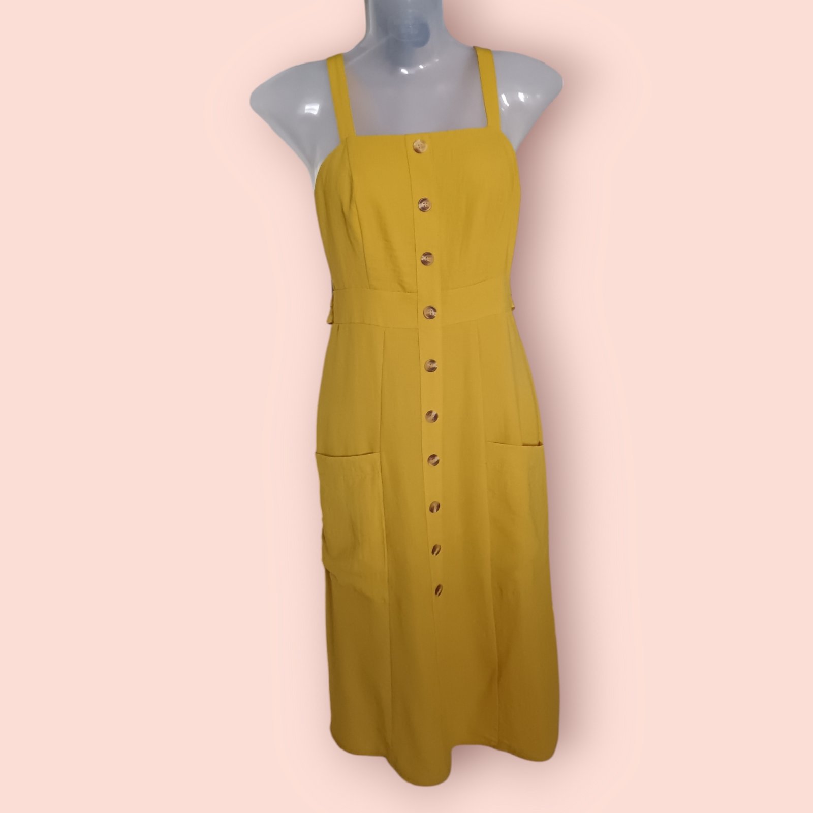 Vestido amarillo mostaza Talla S - Imagen 2