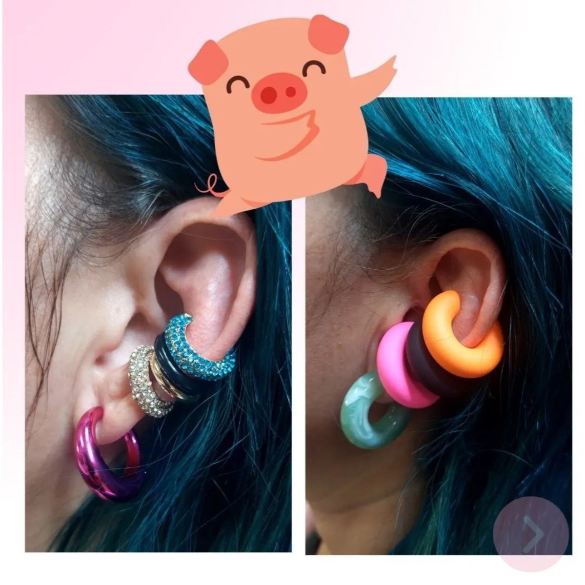 Ear Cuff resina multicolor - Imagen 3