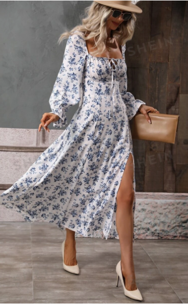 Vestido Floral con abertura en el muslo - Imagen 2