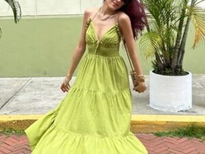 Vestido verde de lino