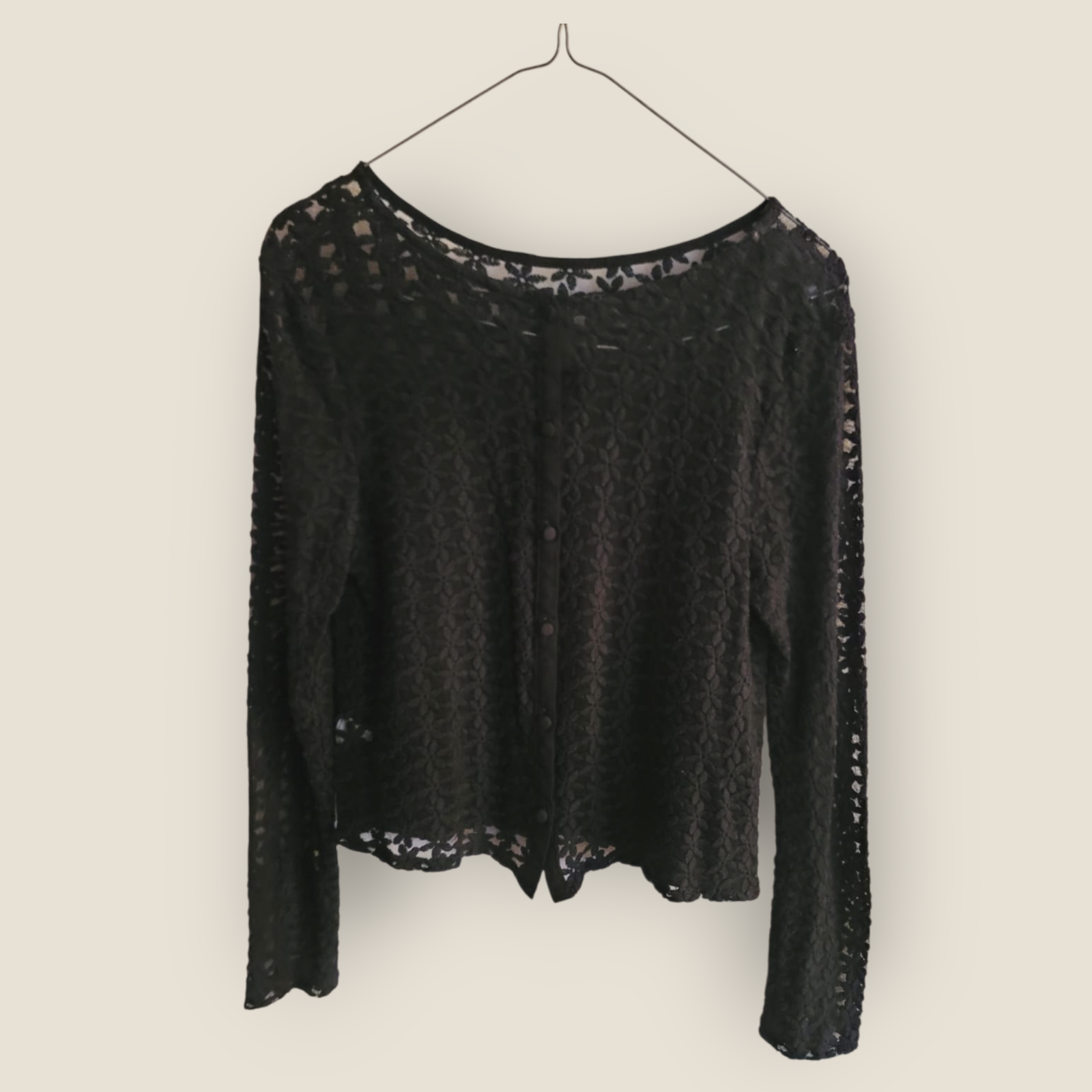 Suéter Abrigo Transparente con Estampado Floral Juvenil