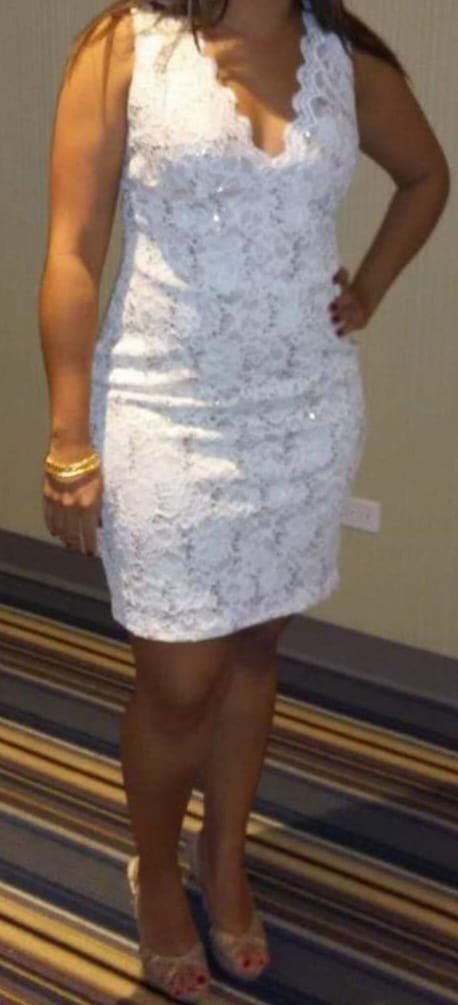 Vestido de Fiesta Corto con encaje y destello brillante Talla 9 - Imagen 4