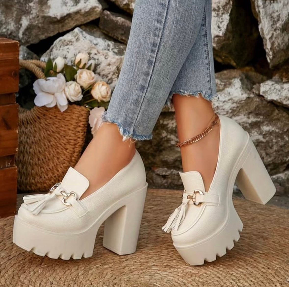 Mocasines Chunky con Súper Plataforma - Blanco Off-White - Imagen 2