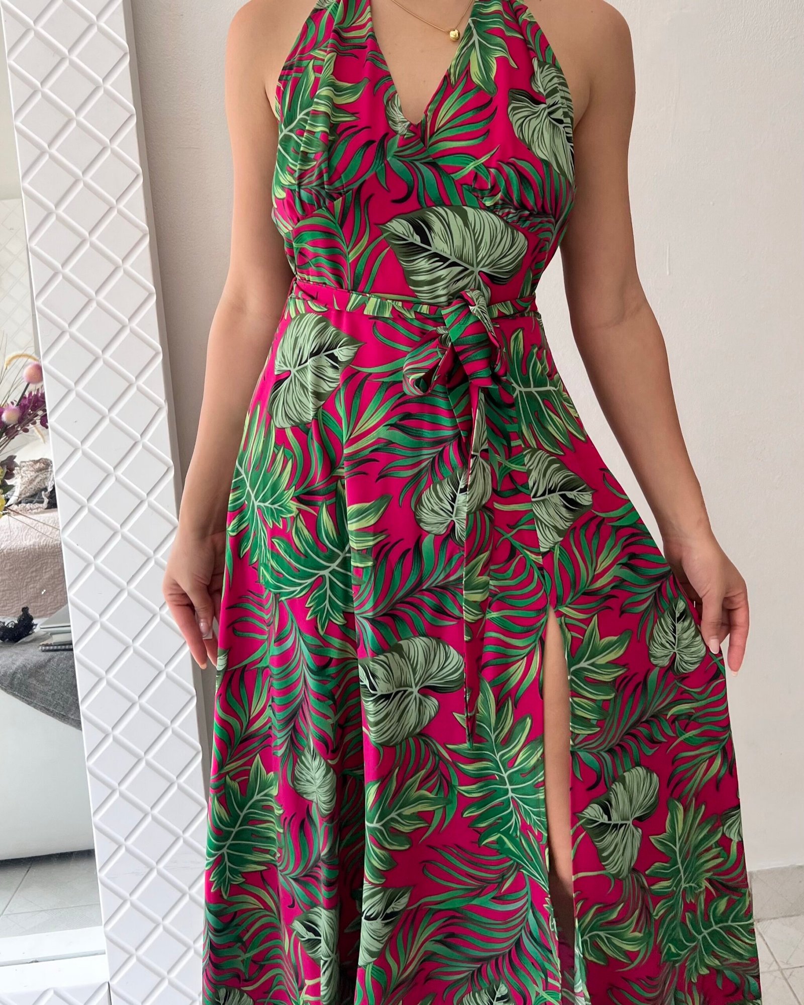 Vestido maxi tropical
