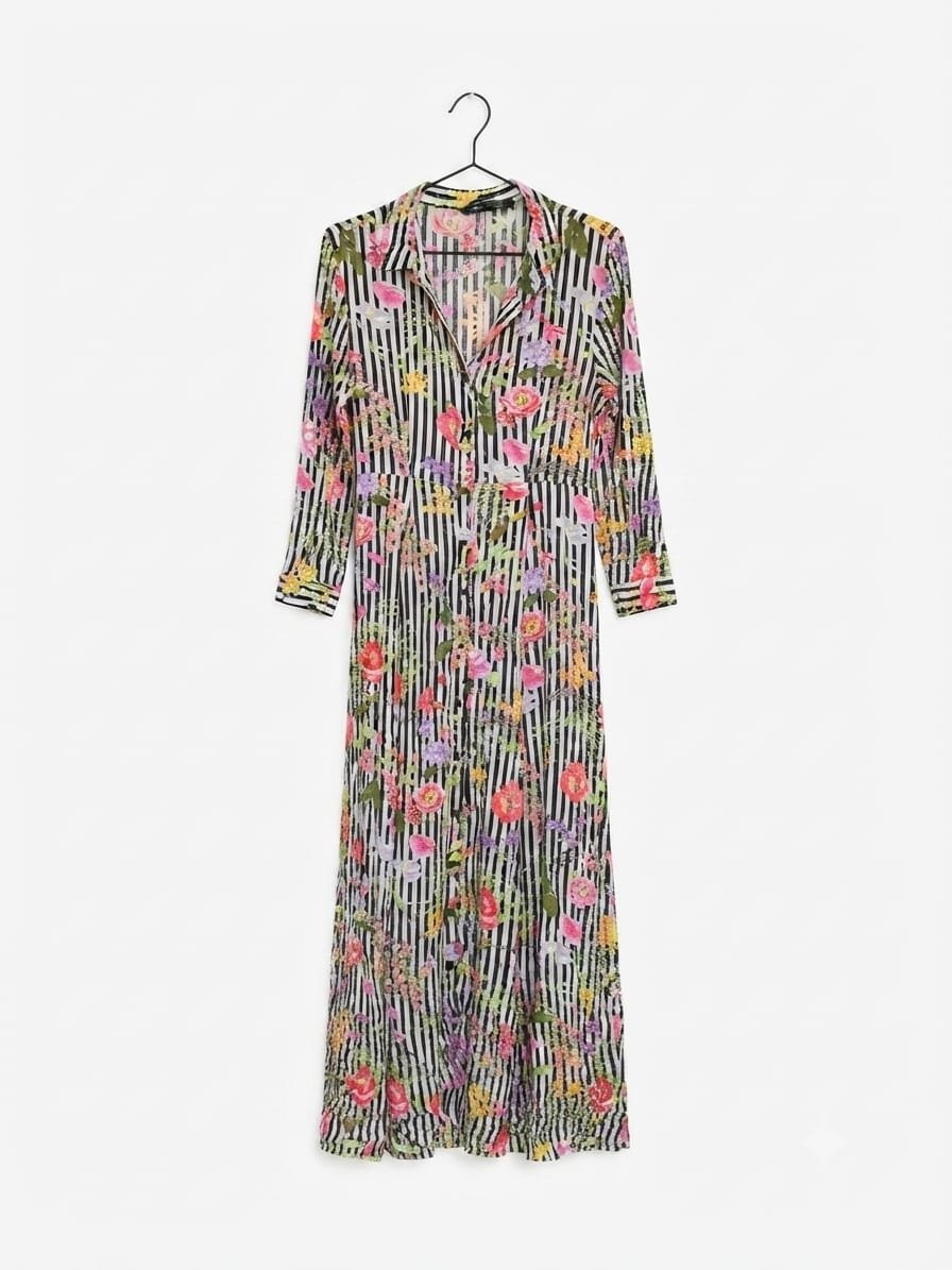Vestido Camisero Floral Zara – Talla L - Imagen 3