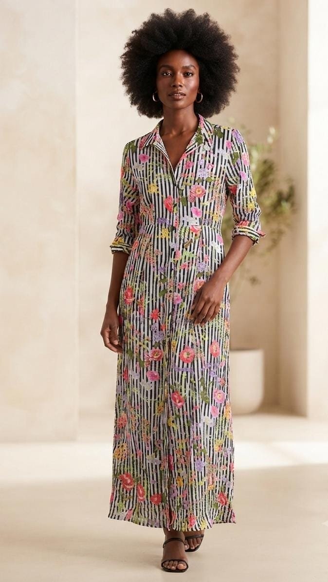 Vestido Camisero Floral Zara – Talla L